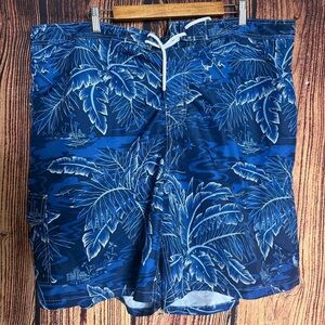 Polo Ralph Lauren Swim Trunks Men’s 3XB Tropical Print Navy Blue Vacation Beach